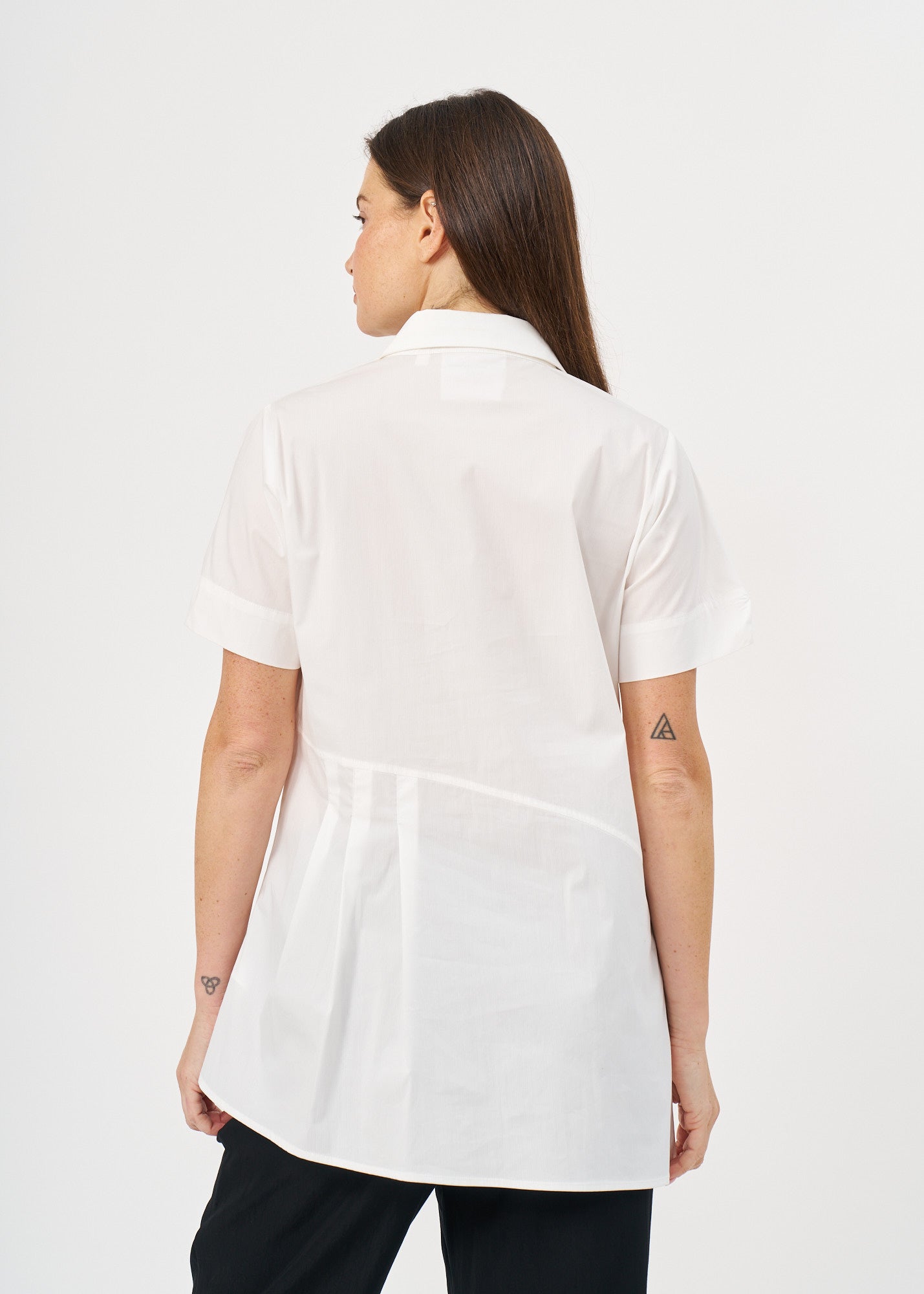 Offwhite half-pleated button-down shirt