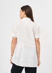 Offwhite half-pleated button-down shirt