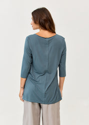 3/4 sleeve long back blue shirt