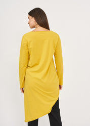 Long sleeve shirt with V-neck and long back in orange