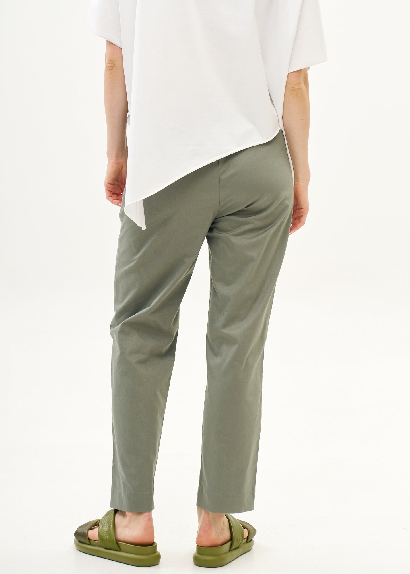 Pants with elastic and inner drawstring, gray