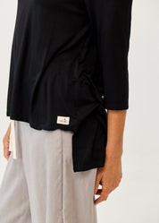 3/4 Sleeve Long Back Black Shirt