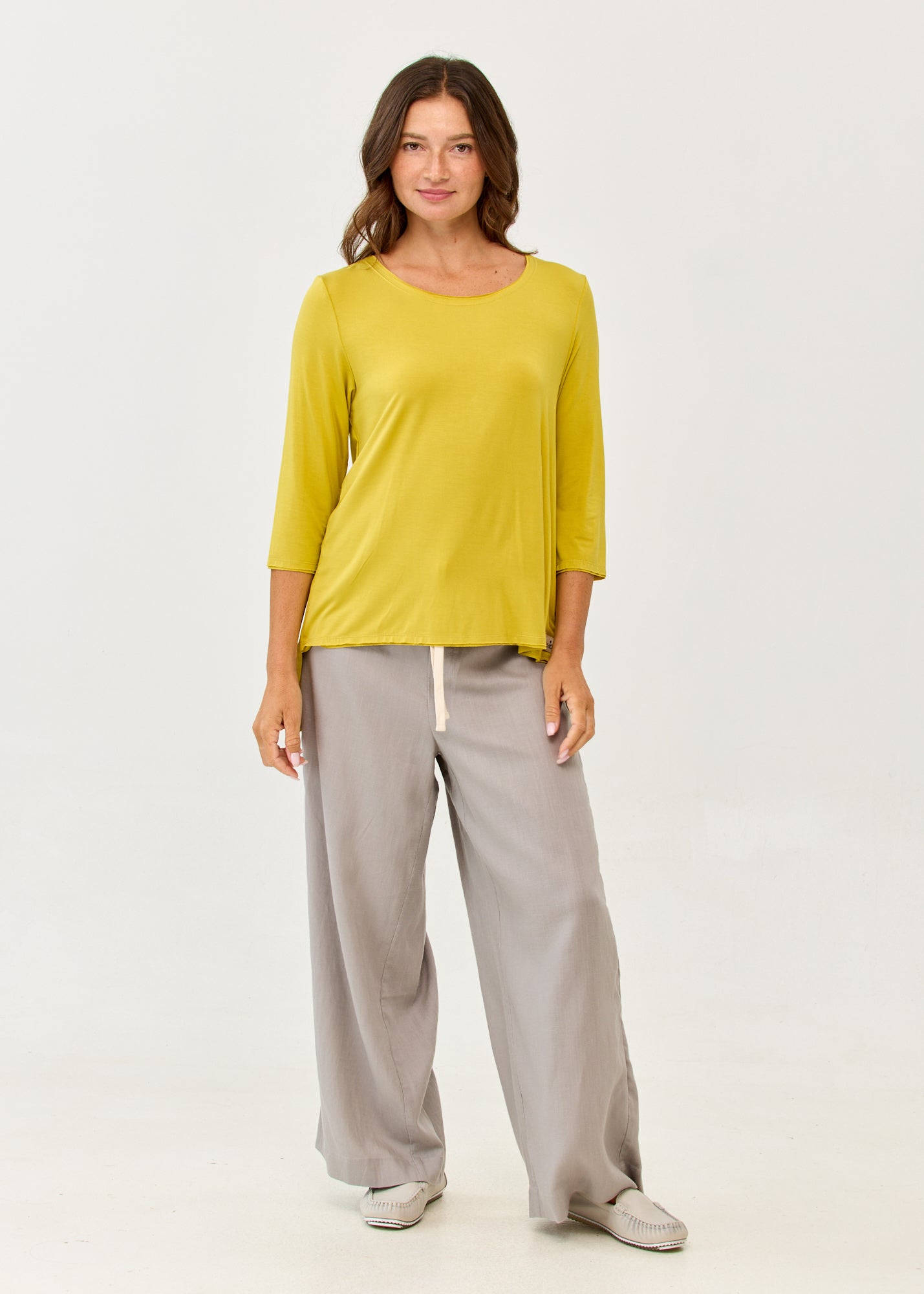 Mustard 3/4 sleeve long back shirt