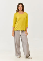 Mustard 3/4 sleeve long back shirt