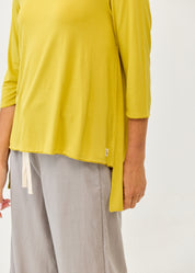 Mustard 3/4 sleeve long back shirt