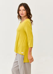 Mustard 3/4 sleeve long back shirt