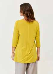Mustard 3/4 sleeve long back shirt