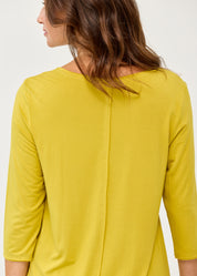 Mustard 3/4 sleeve long back shirt