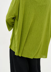 Long shirt in green slub fabric