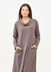 Dark gray turtleneck long sleeve zipper dress