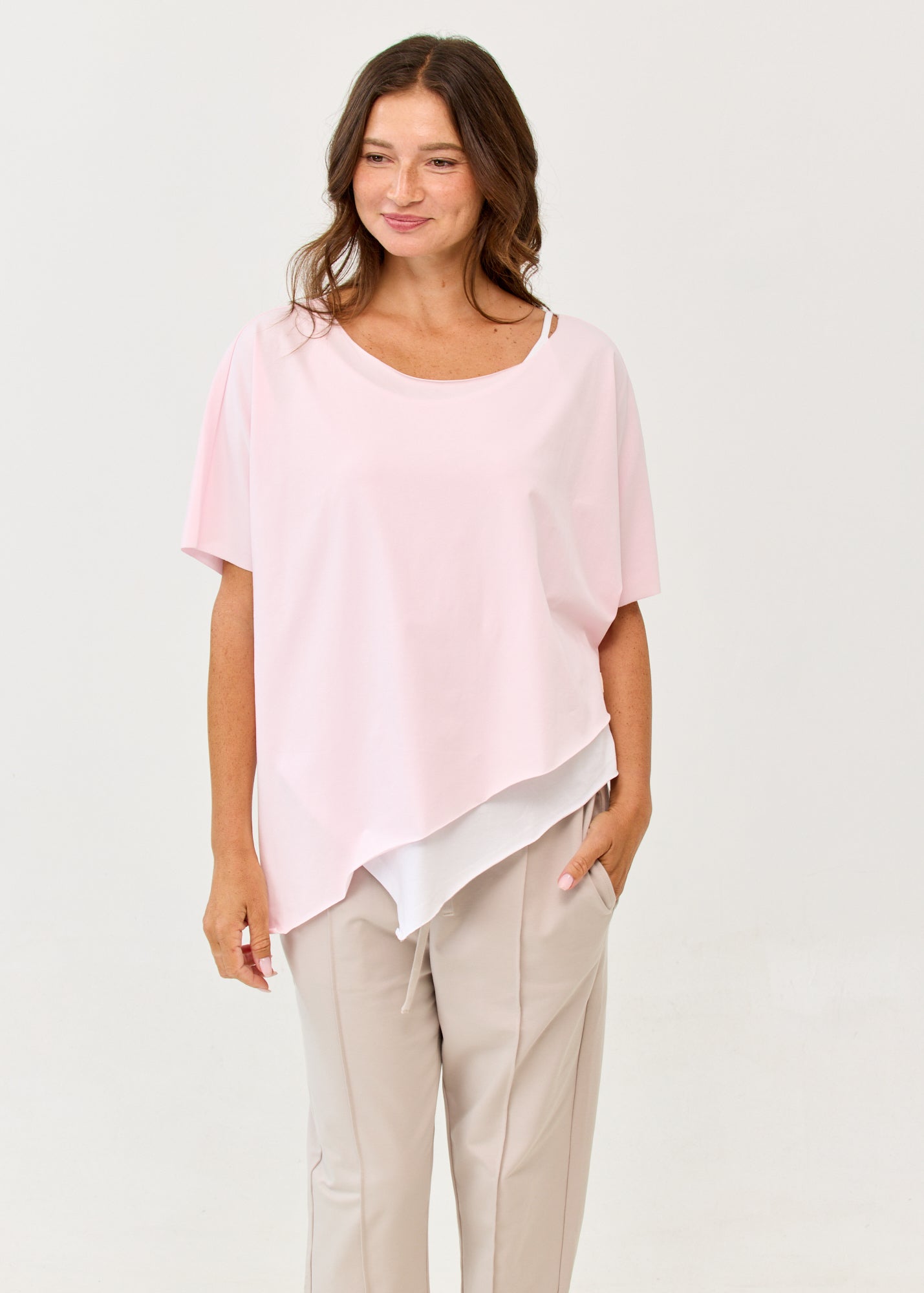 Pink short sleeve oversized bat shirt