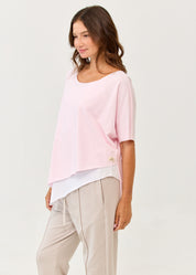 Pink short sleeve oversized bat shirt