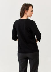 Black 3/4 sleeve tipped diagonal stitching