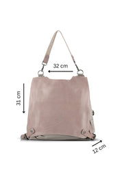 Beige Leather Clasp Back Canvas Bag