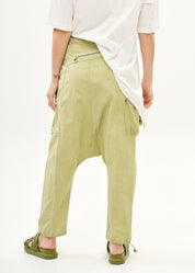 Baggy pants with zippers, light green wash, wash