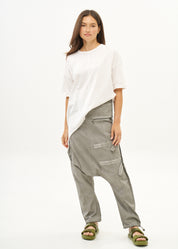 Light gray wash baggy pants with zippers