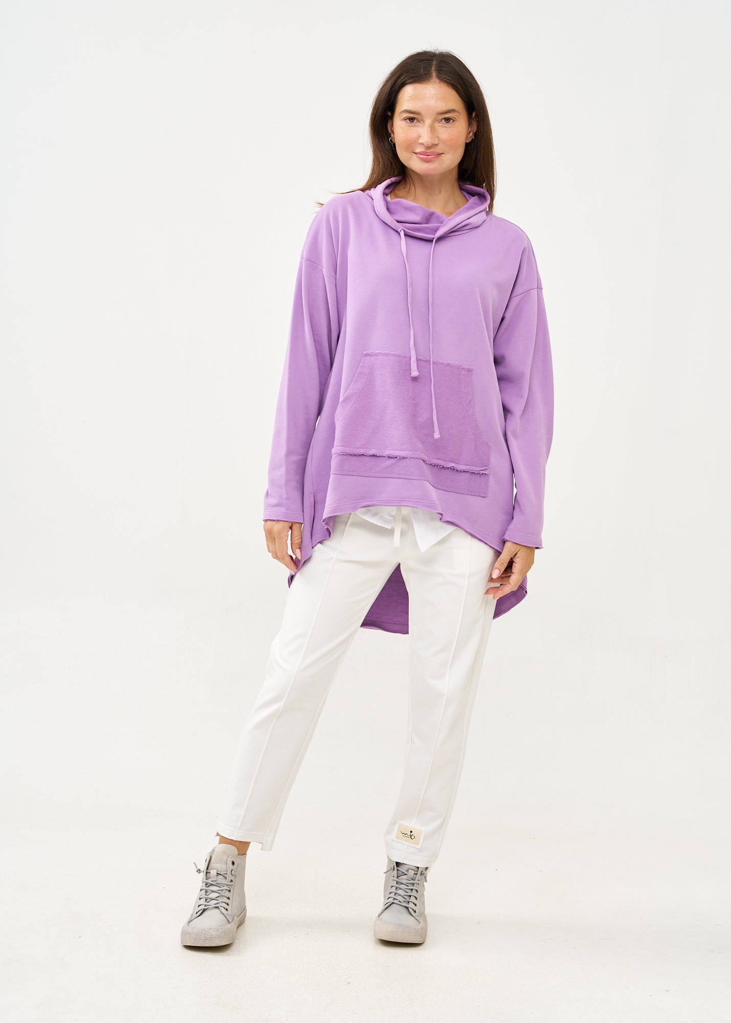 Purple long back turtleneck sweatshirt