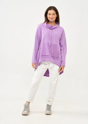 Purple long back turtleneck sweatshirt