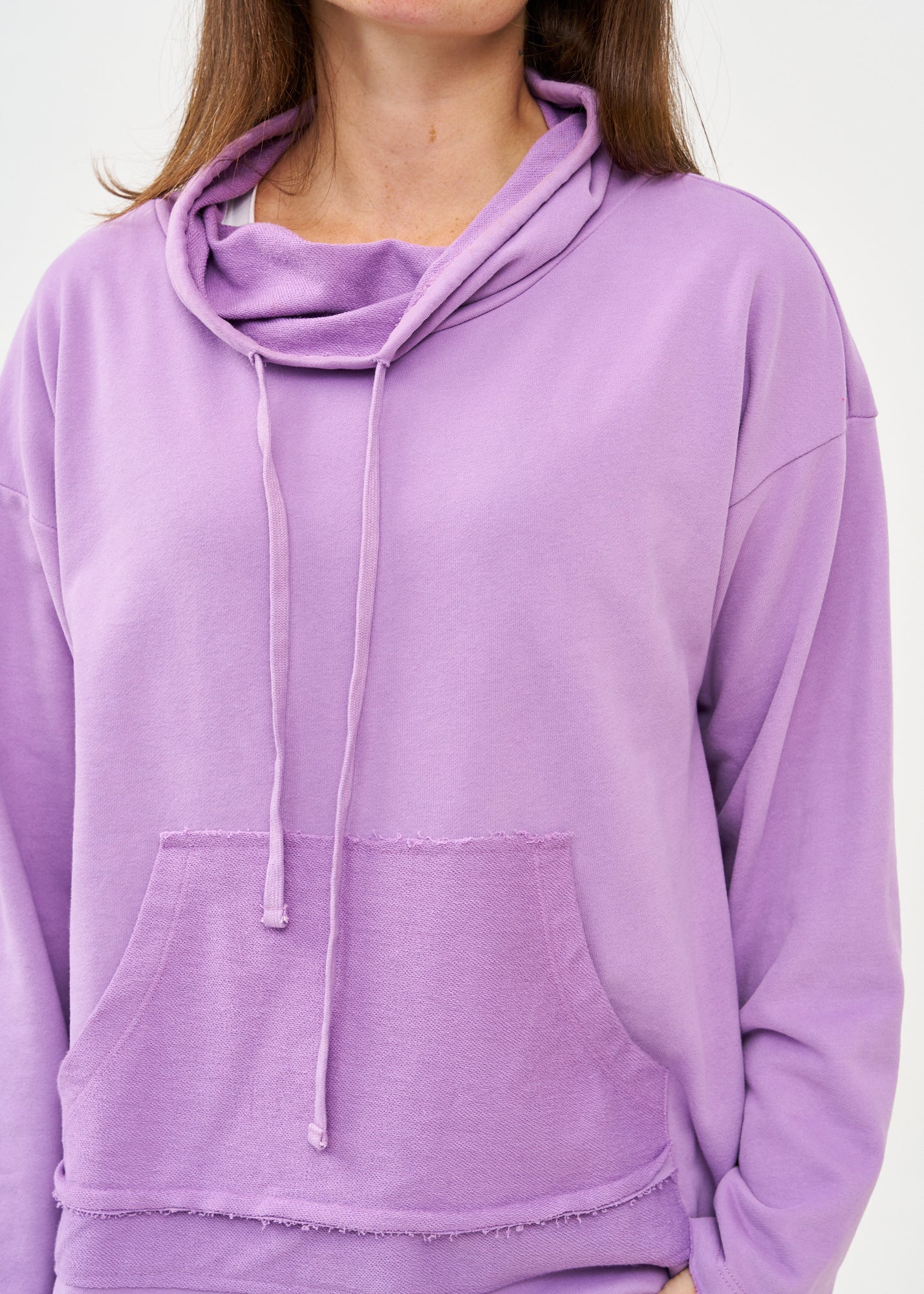 Purple long back turtleneck sweatshirt