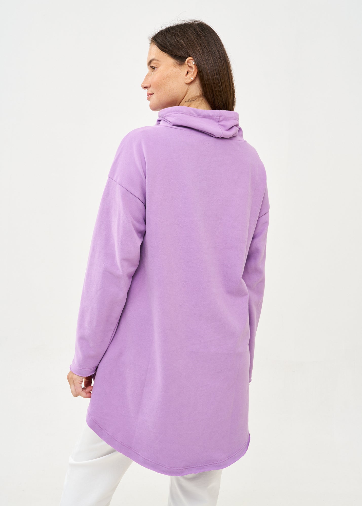Purple long back turtleneck sweatshirt