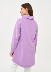 Purple long back turtleneck sweatshirt