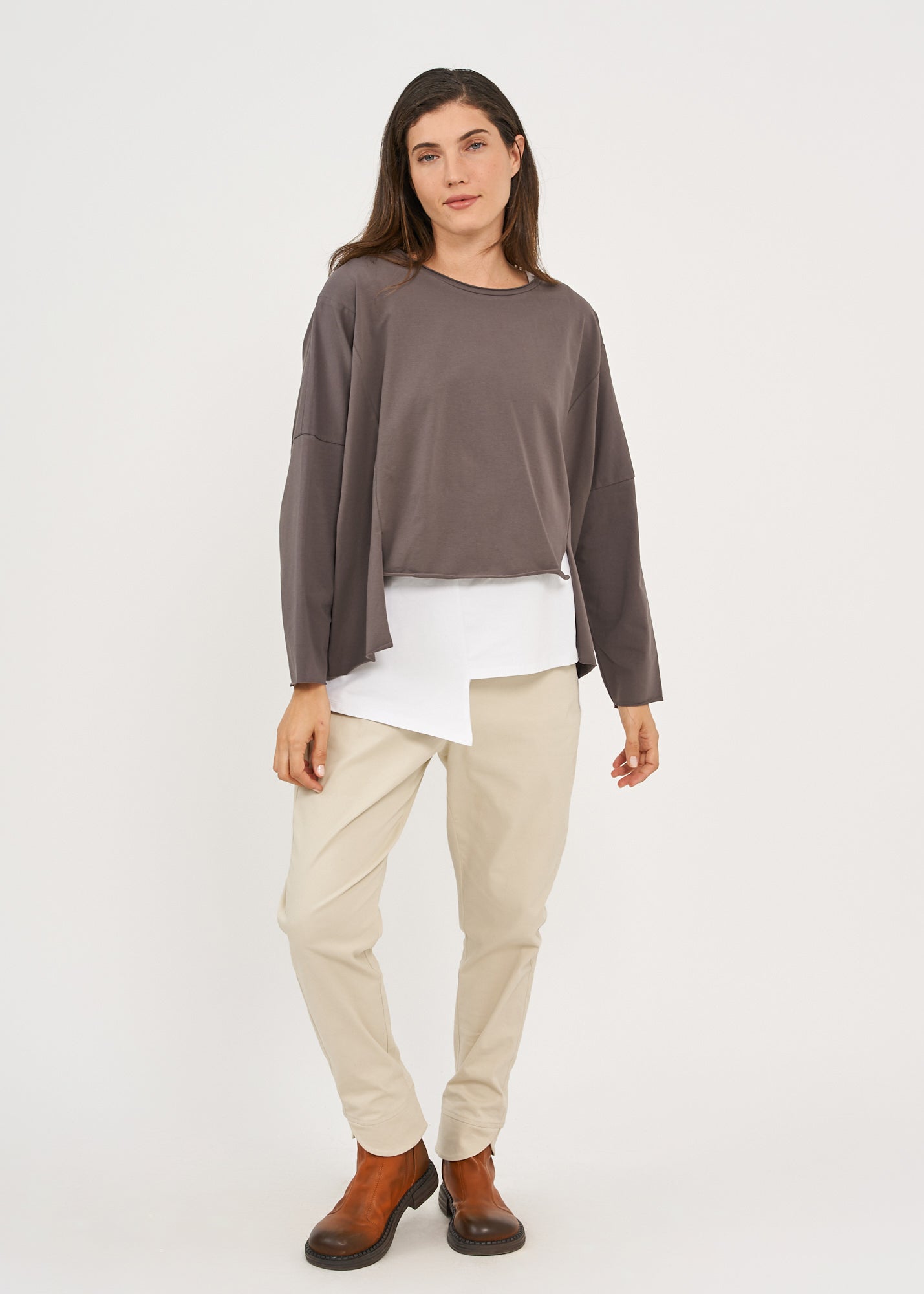 Dark gray long sleeve oversized shirt