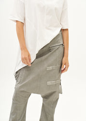 Light gray wash baggy pants with zippers