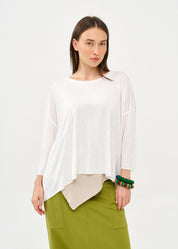 Long white slub fabric shirt