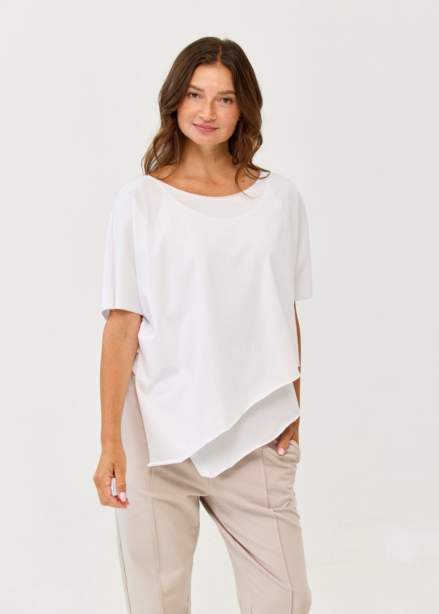 White short sleeve oversized bat shirt