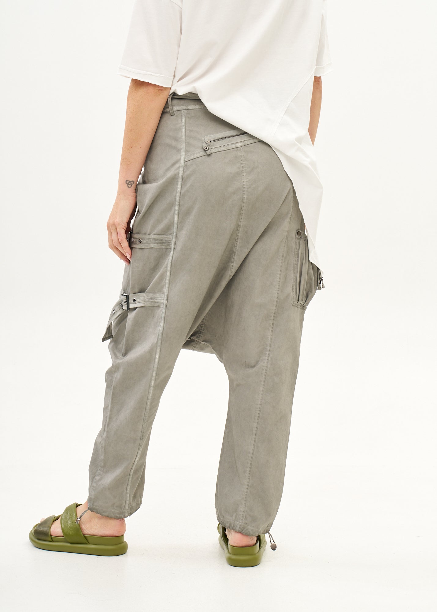 Light gray wash baggy pants with zippers