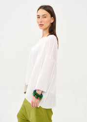 Long white slub fabric shirt