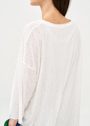 Long white slub fabric shirt
