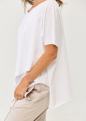 White short sleeve oversized bat shirt