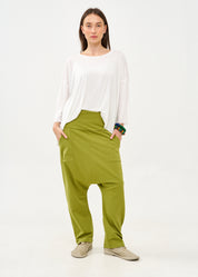 Long white slub fabric shirt