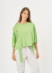 Short sleeve shirt with light green side ribbon