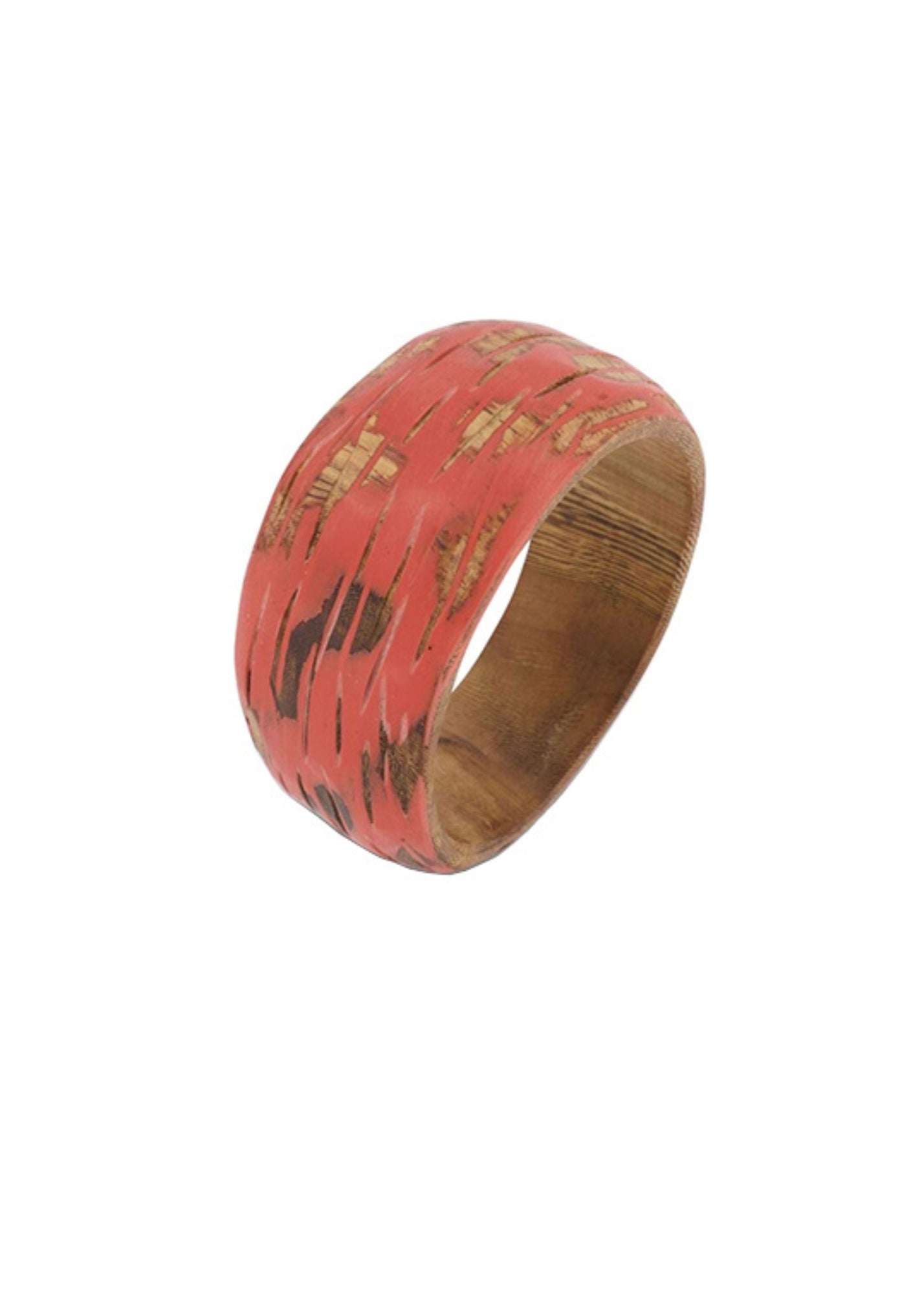 Red combed painted wooden bracelet