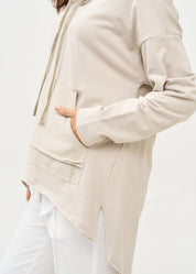 Light gray long back turtleneck sweatshirt