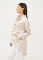 Light gray long back turtleneck sweatshirt
