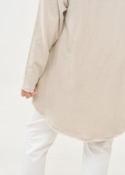 Light gray long back turtleneck sweatshirt
