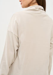 Light gray long back turtleneck sweatshirt