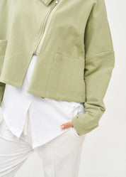 Green asymmetrical zipper sweatshirt