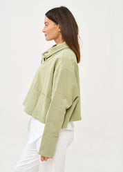 Green asymmetrical zipper sweatshirt