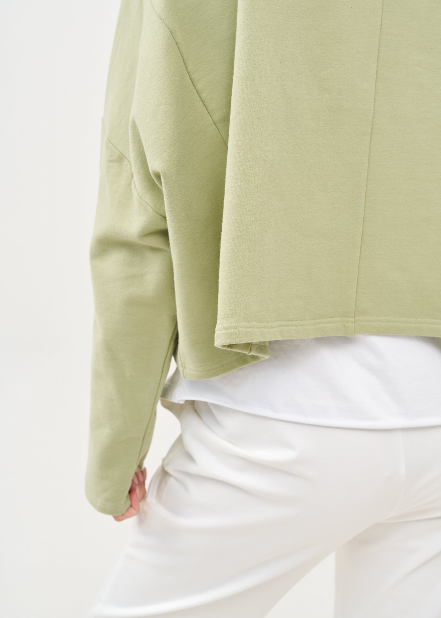 Green asymmetrical zipper sweatshirt