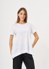 White short sleeve flared down shirt - 00