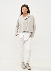 Light gray asymmetric zipper sweatshirt