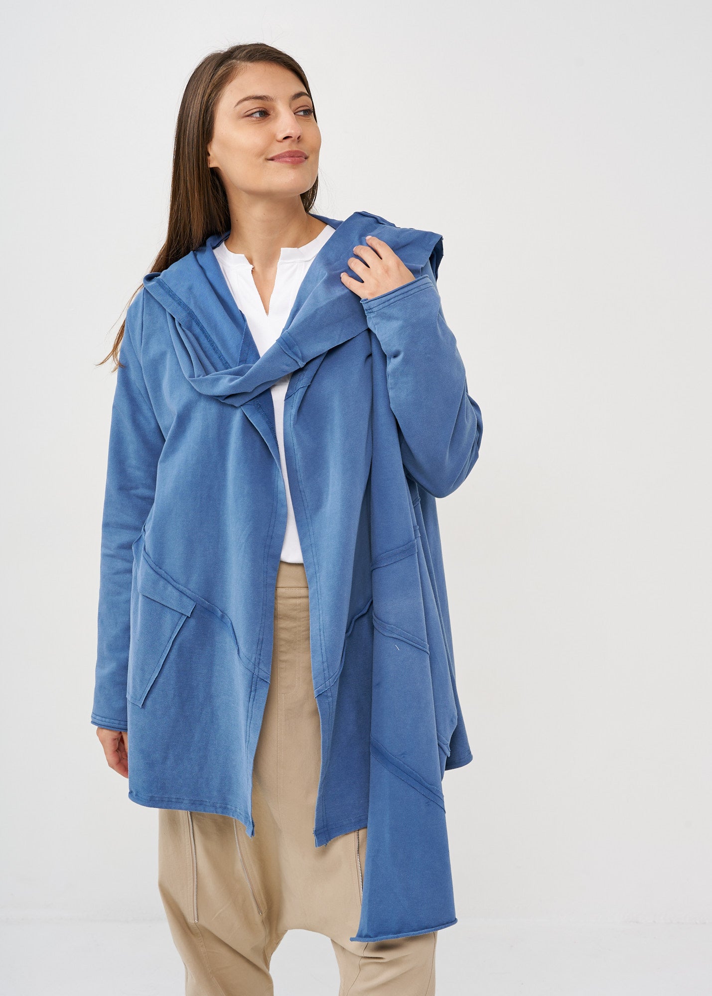 Top with blue wash scarf