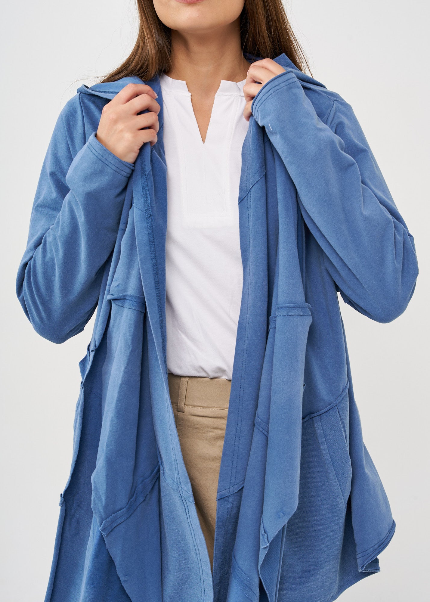 Top with blue wash scarf
