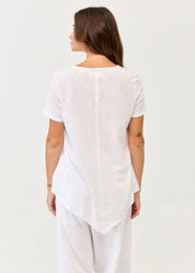 White V-neck triangle extension T-shirt