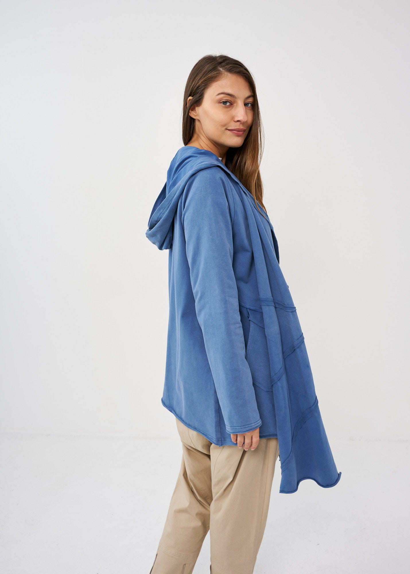 Top with blue wash scarf