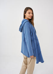 Top with blue wash scarf